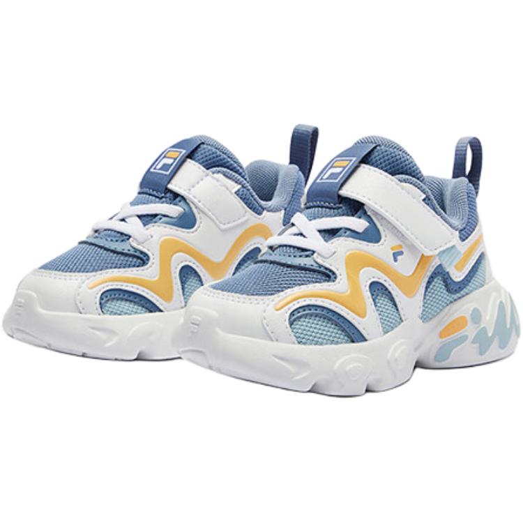 FILA KIDS Низкие противоскользящие износостойкие детские туфли сине-белого цвета для младенцев и малышей — фото 3