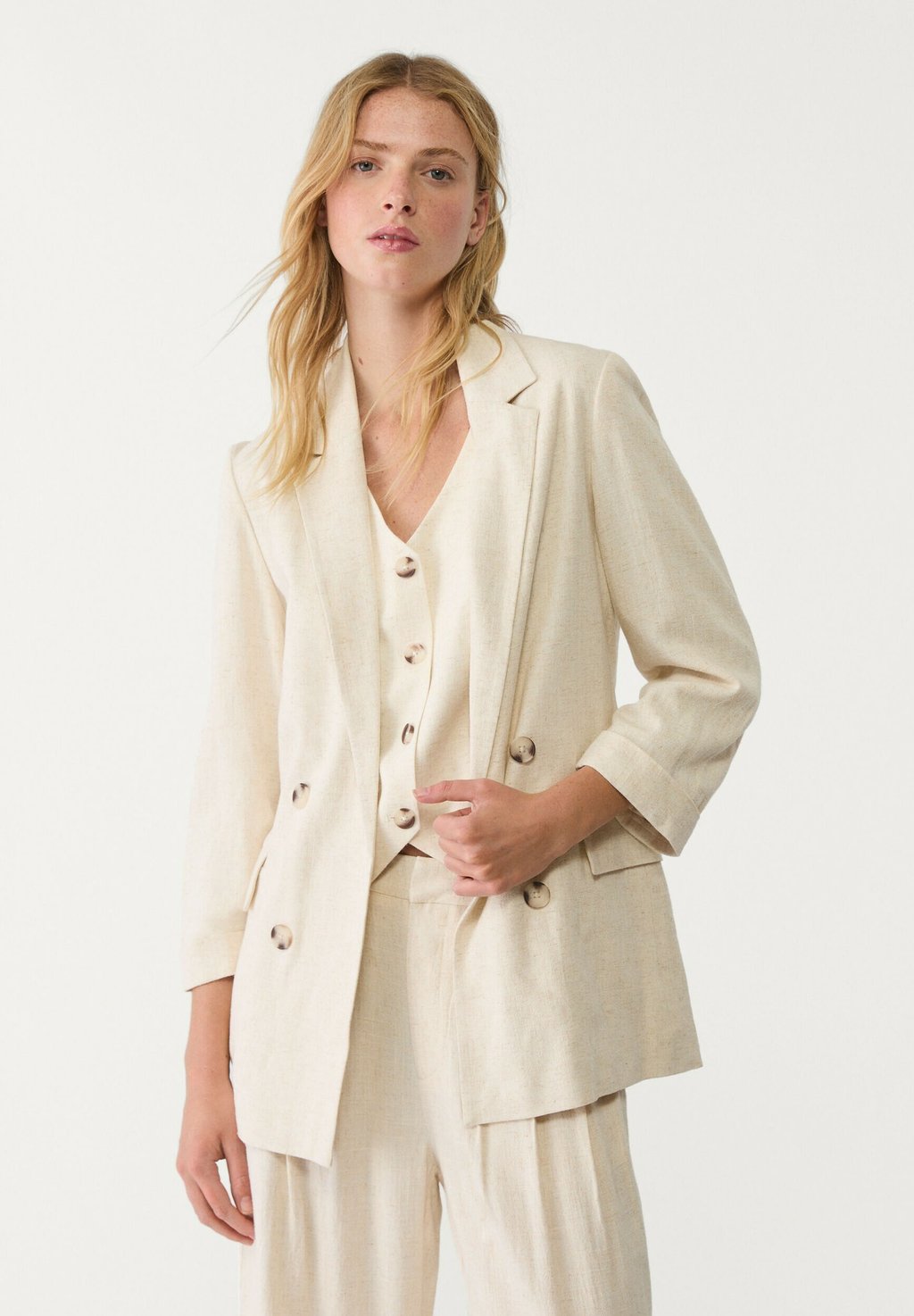 

Блейзер OPEN BLEND Stradivarius, цвет Stone