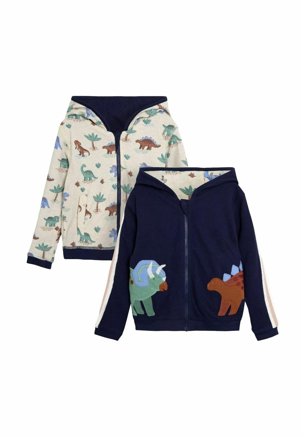 

Толстовка на молнии DINO APPLIQUÉ REVERSIBLE TEXTURED HOODIE JoJo Maman Bébé, синий
