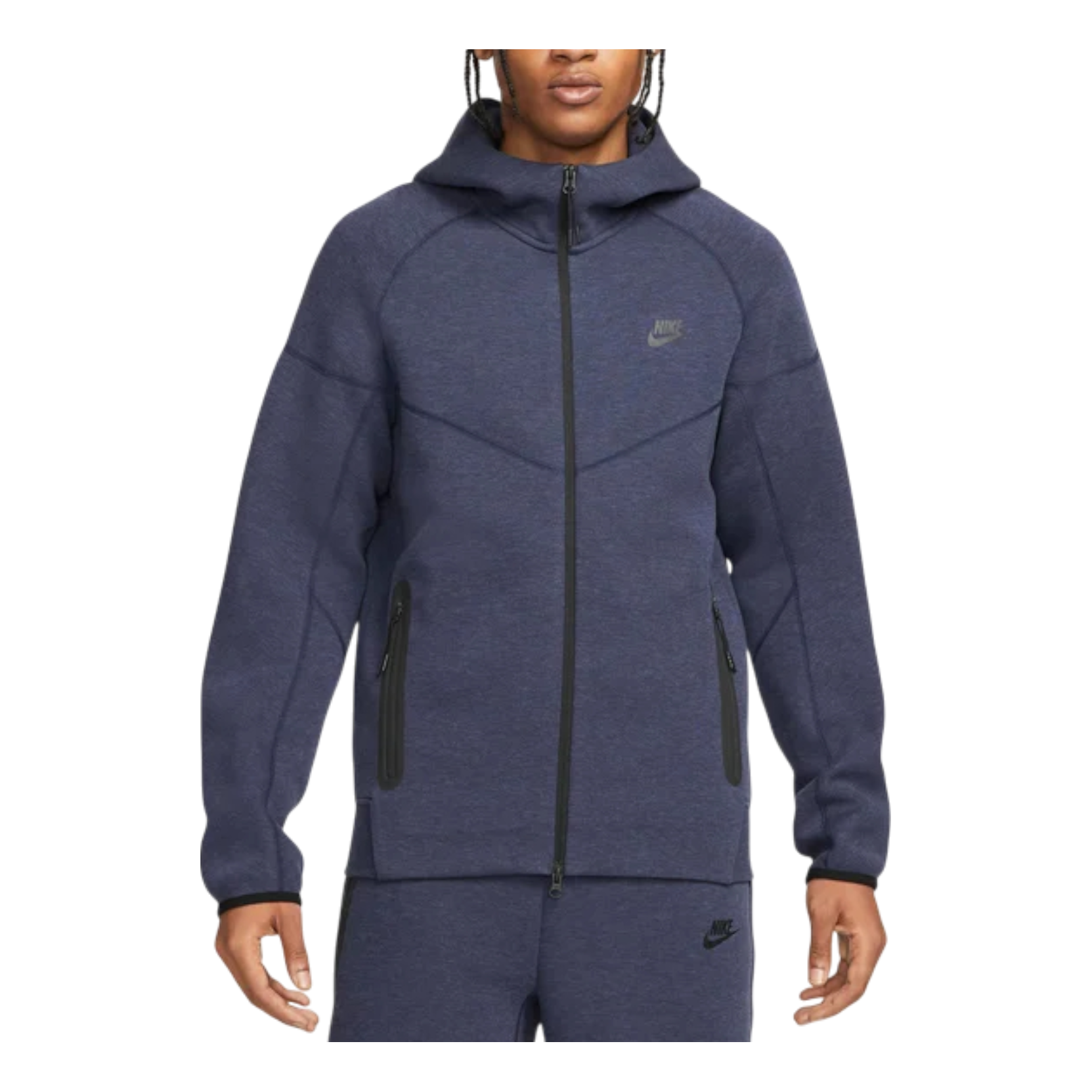 Худи Nike Tech Fleece Windrunner на молнии, цвет «Обсидиановый меланж»