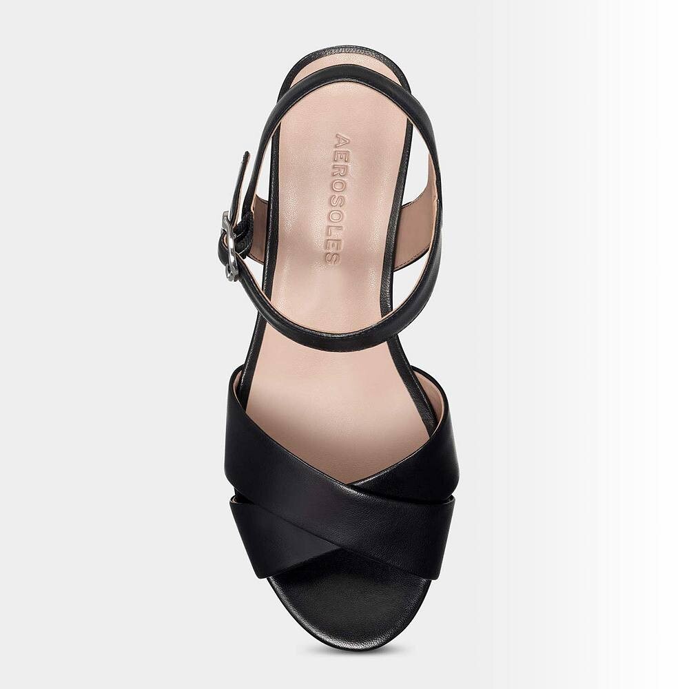 Женские кожаные сандалии на платформе Aerosoles Cosmos, цвет Black Leather — фото 4