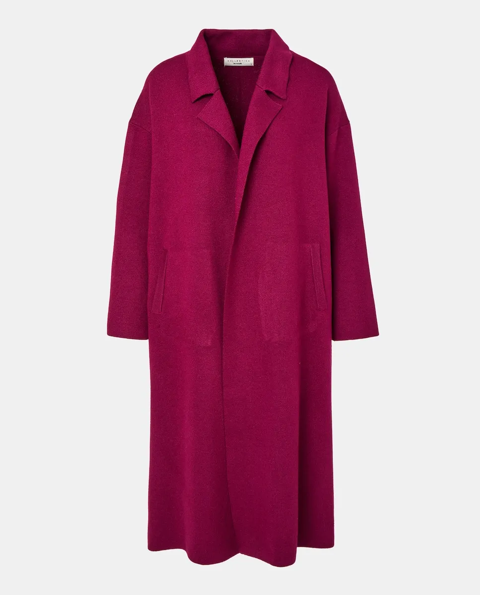 

Длинное женское пальто из гладкого трикотажа Woman El Corte Inglés, сливовый