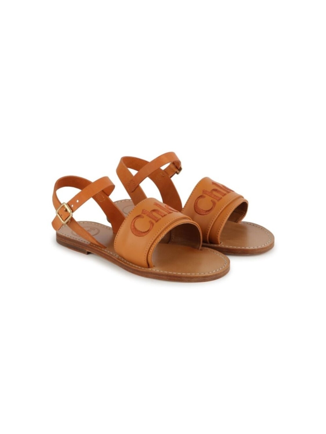 

Chloé Kids сандалии с вышитым логотипом, коричневый