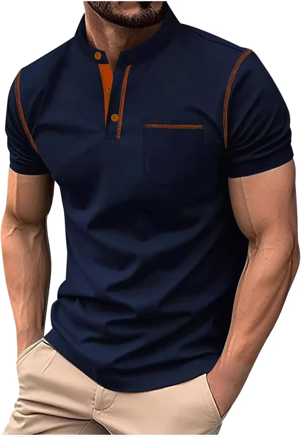 

Мужская футболка поло с коротким рукавом и воротником V-образной формы