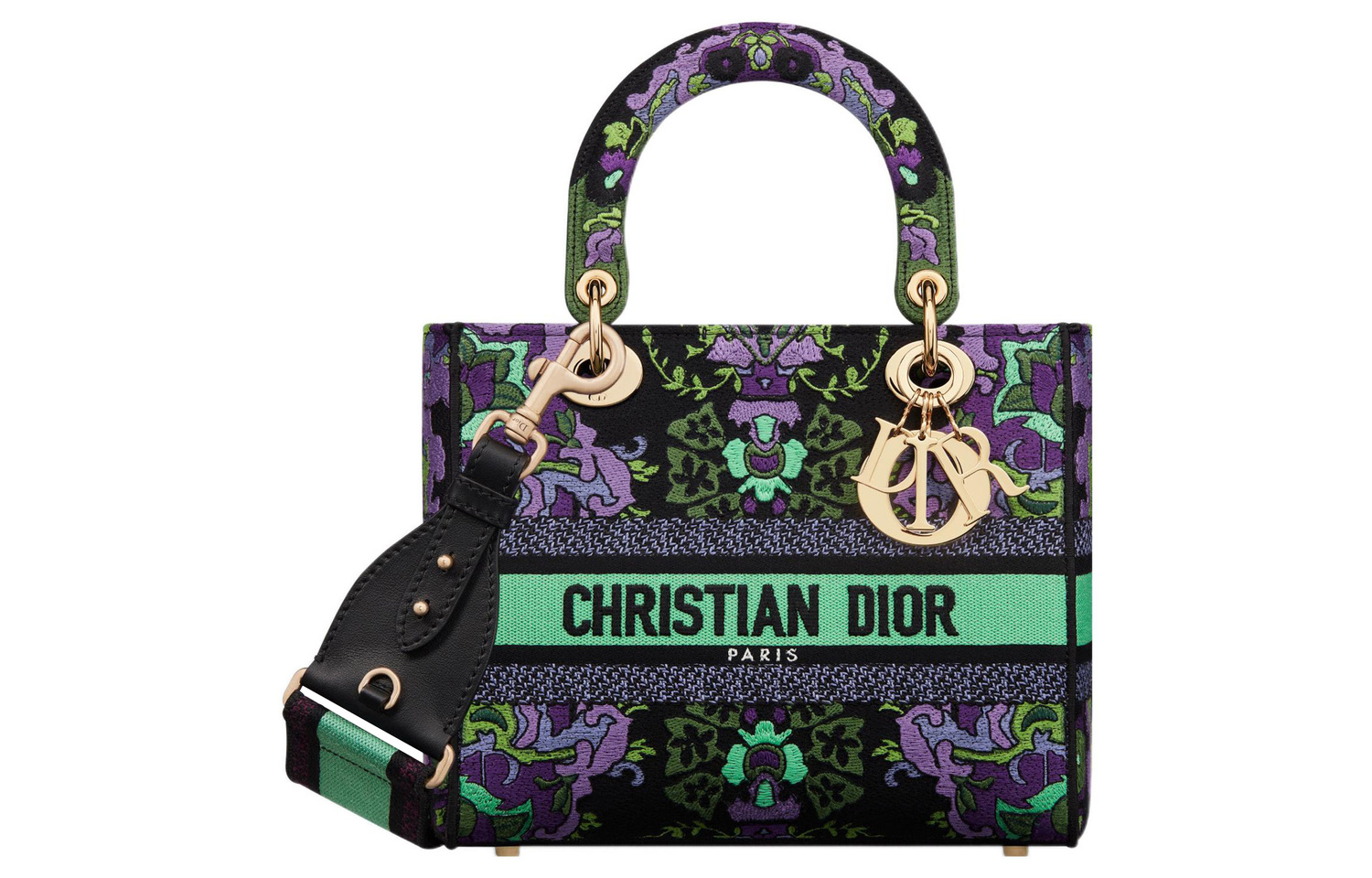 

DIOR Леди Ди Лайт вышитая сумка через плечо поясная сумка женская среднего размера фиолетовая разноцветная