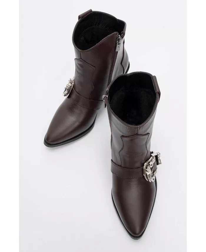 Любые кожаные ботинки с пряжкой (женские) Forever & Always Shoes, коричневый — фото 2