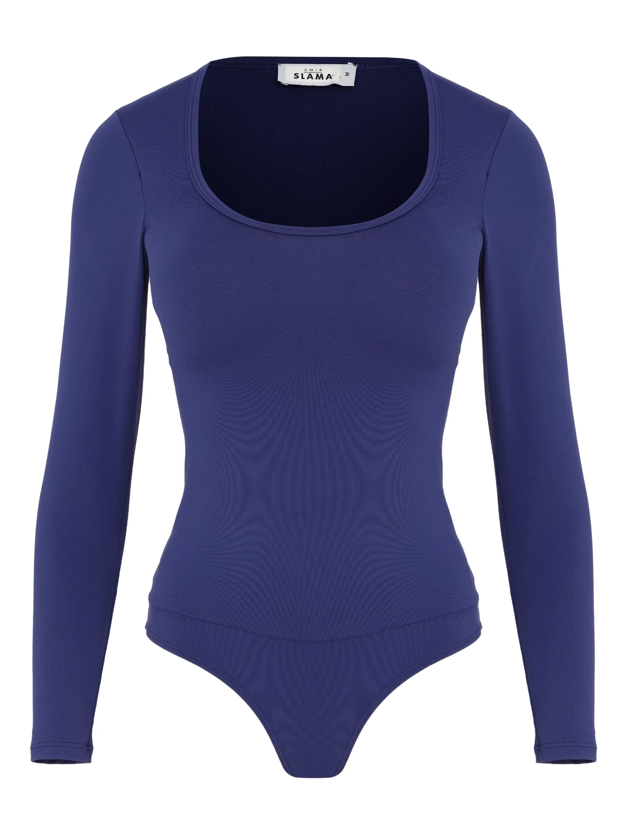 

Боди с U-образным вырезом и длинными рукавами Amir Slama, синий