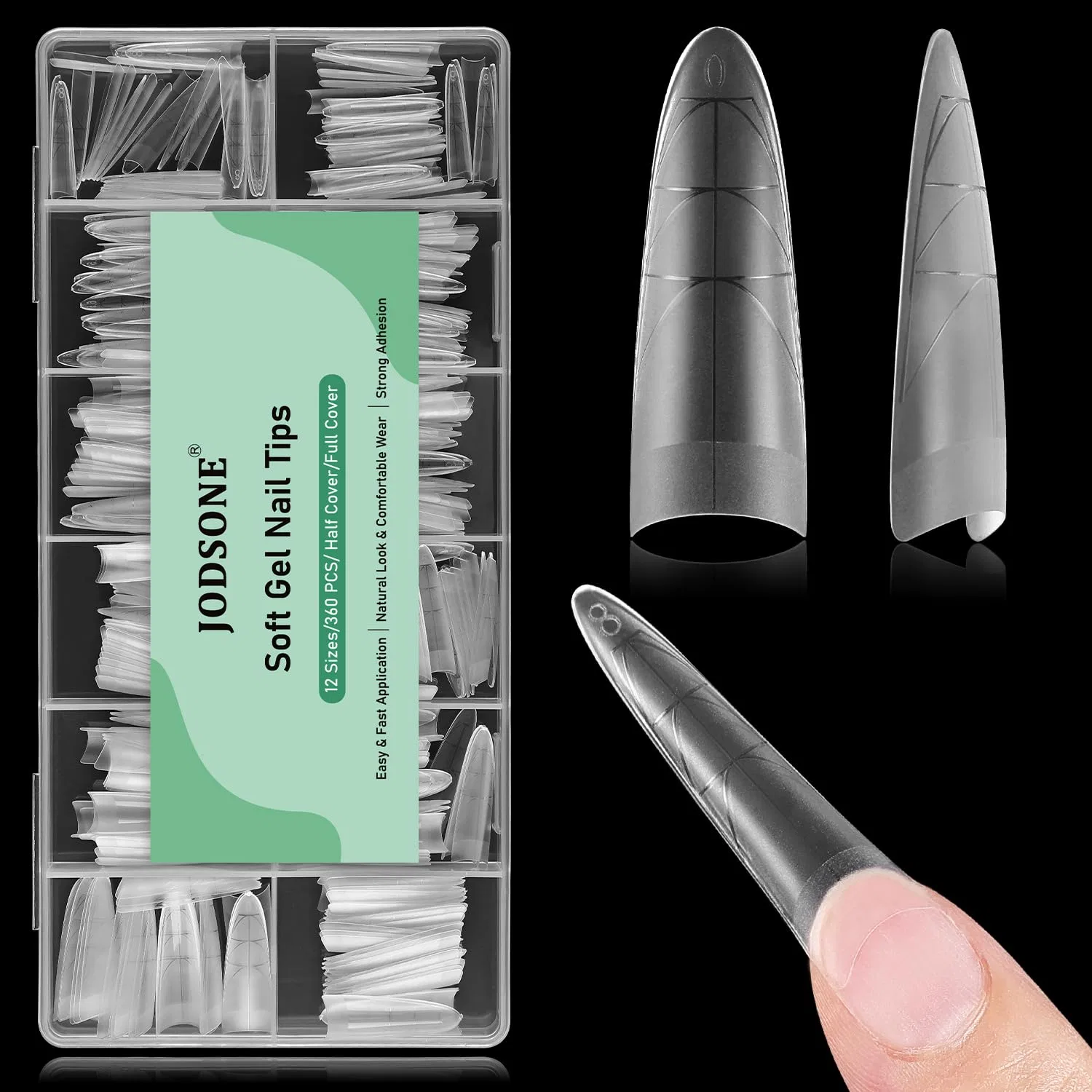 Набор миндалевидных типсов для наращивания ногтей JODSONE Jodsone, 360-Piece Nail Tips Set