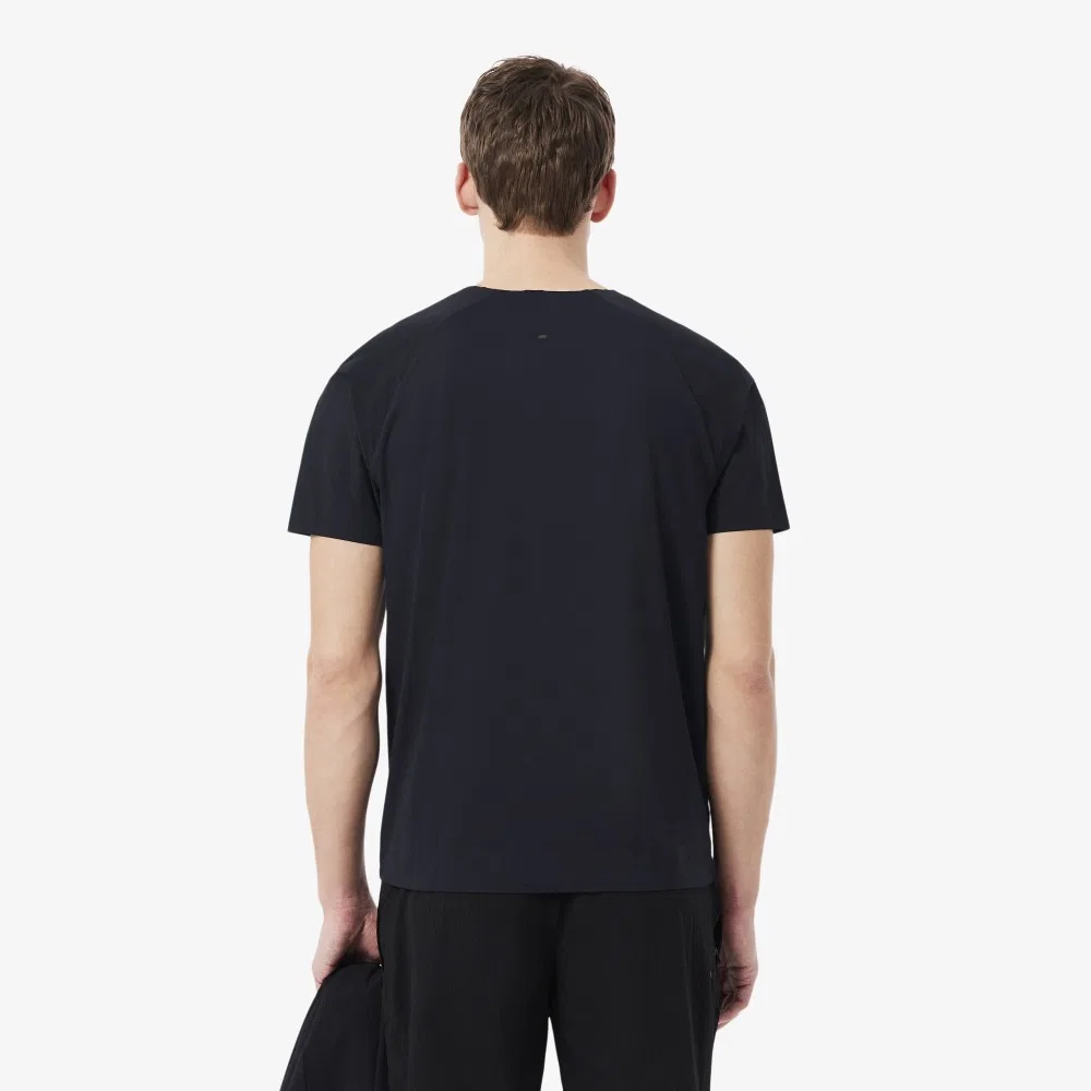 Мужская премиальная базовая футболка с коротким рукавом чёрная от Lacoste — фото 3