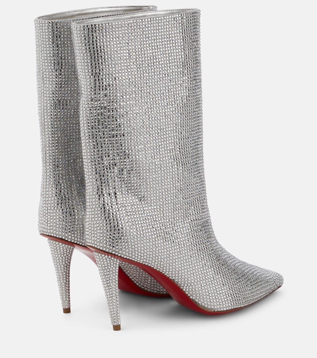 Замшевые ботильоны astrilarge со стразами Christian Louboutin, серебро — фото 3