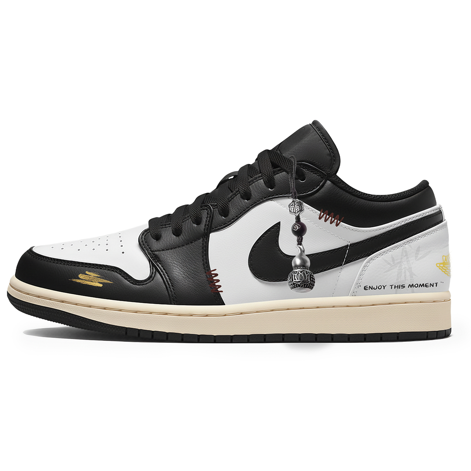 

Jordan Детские баскетбольные кроссовки Air 1 LOW с противоскользящим и износостойким верхом, низкие, черные и белые, для подростков