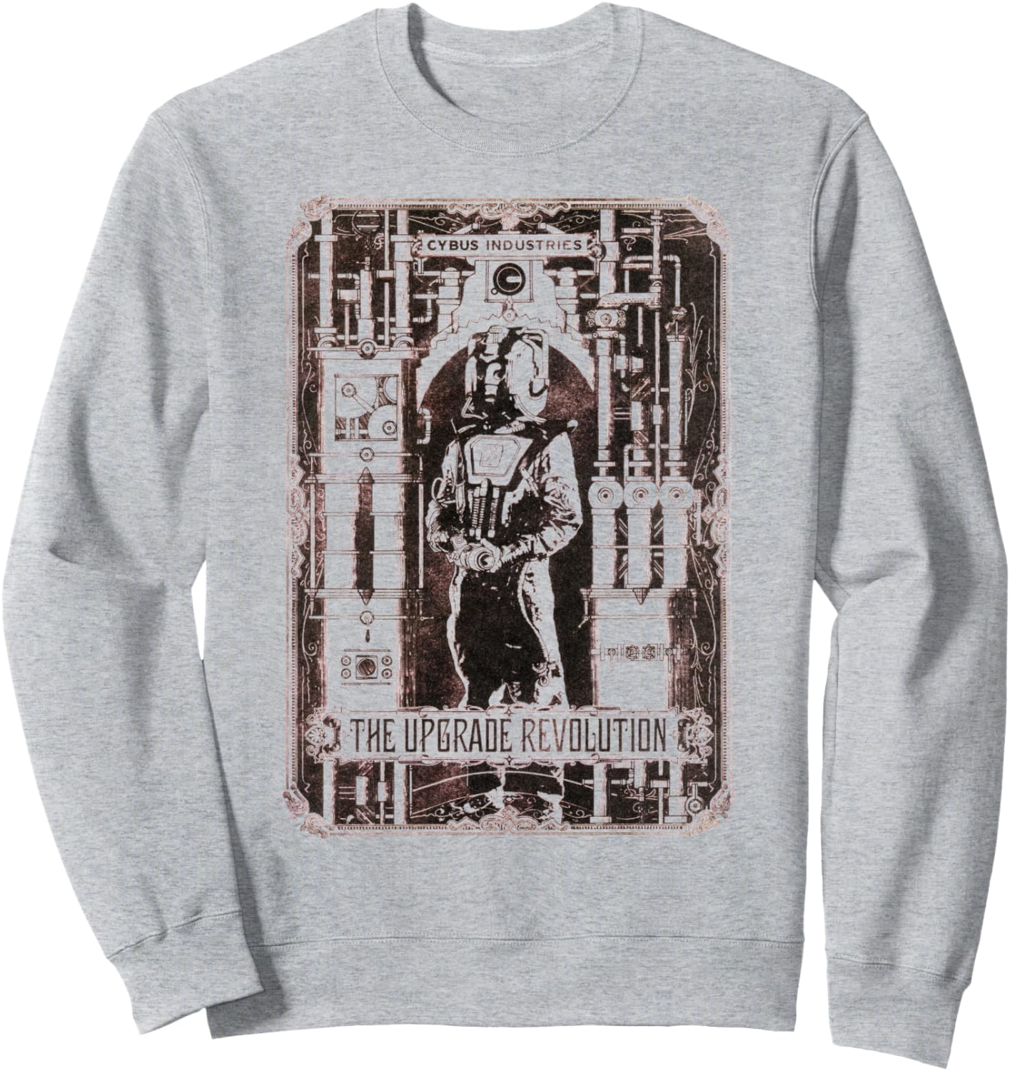 

Толстовка в стиле стимпанк с изображением Киберчеловека из сериала «Доктор Кто», серая (серый меланж) Doctor Who