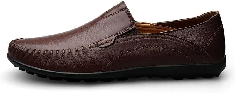 Лоферы кожаные Mens Loafers Shoe, коричневый SayfuR — фото 3