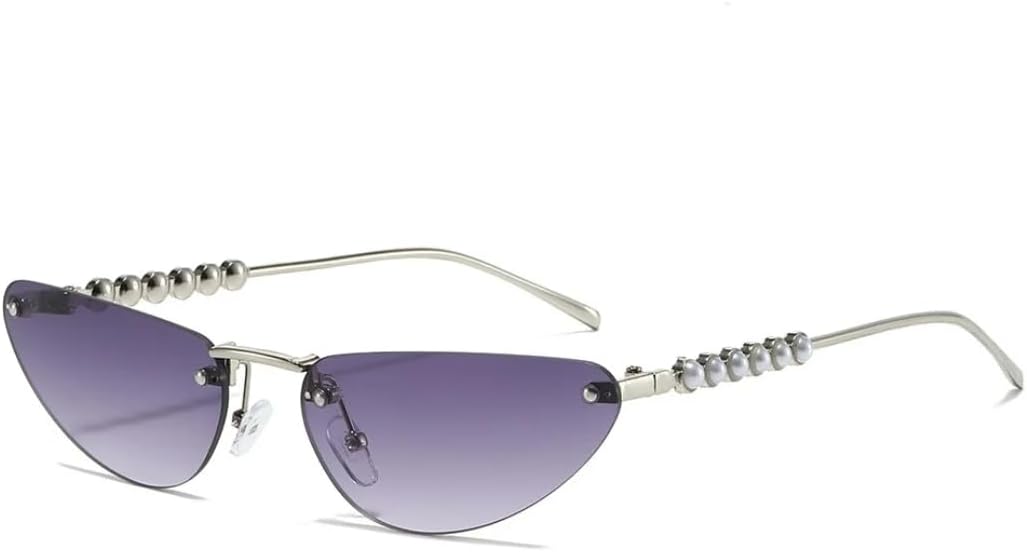 

Солнцезащитные очки для мужчин и женщин - защита от УФ-излучения UV400 - модель «кошачий глаз», металлические петли, градиентные линзы, для занятий спортом на открытом воздухе и вождения DSVIGF, Silvery Grey