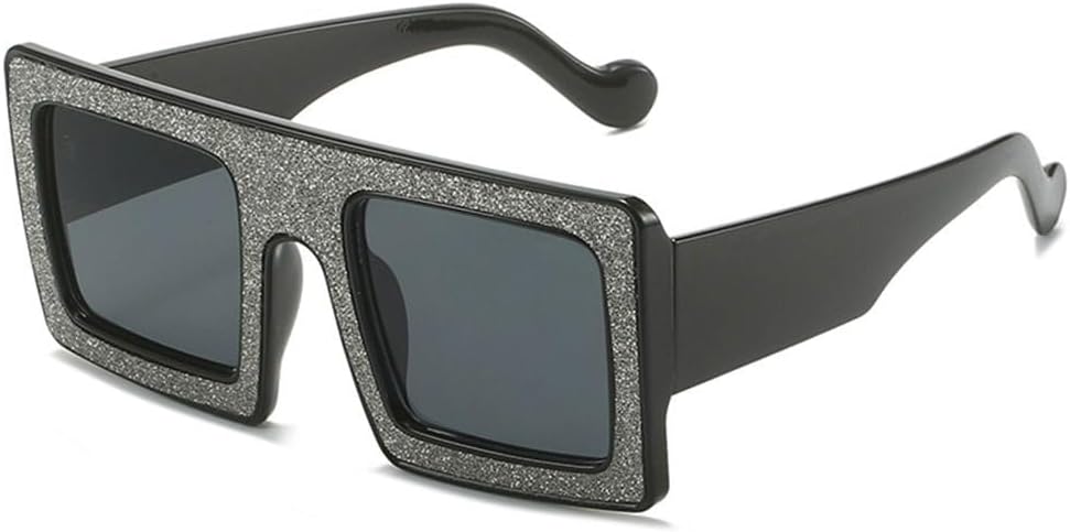 

Крупные квадратные солнцезащитные очки для женщин с кристаллами и крупной оправой, блестящие солнцезащитные очки с бриллиантами и защитой от УФ-излучения UV400 MTZJH, Black