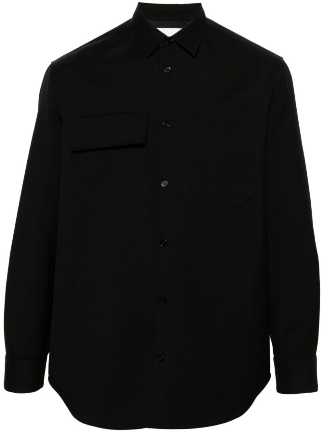 

Шерстяная рубашка с нагрудными карманами Jil Sander, черный