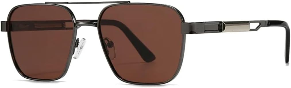 

Модные солнцезащитные очки с двойной перемычкой, квадратной формы, женские, в стиле ретро, ​​с заклепками, мужские, в стиле панк, с защитой от УФ-излучения UV400 TVTBBVV, C6 Gun Wine Red