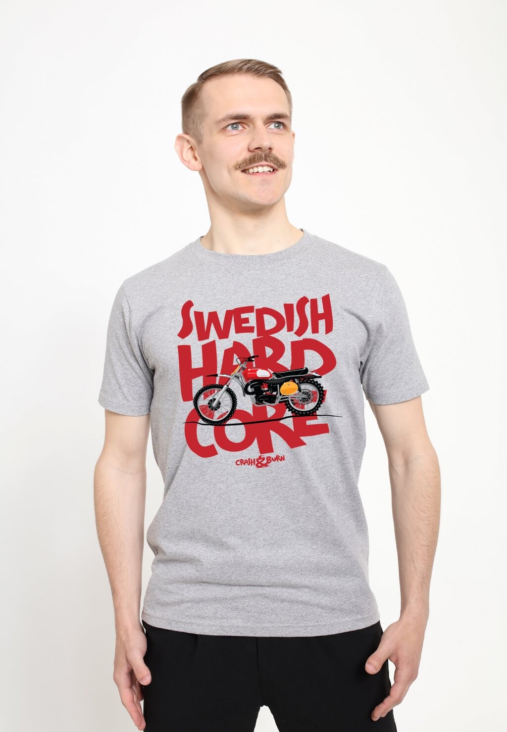 

Футболка с принтом CRASH & BURN SWEDISH HARDCORE Henry Tiger, цвет Mottled Light Grey