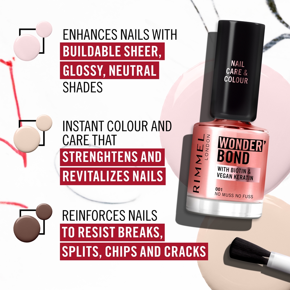Лак для ногтей Wonder'Bond Rimmel, atspalvis 002 tank top 12 мл — фото 4