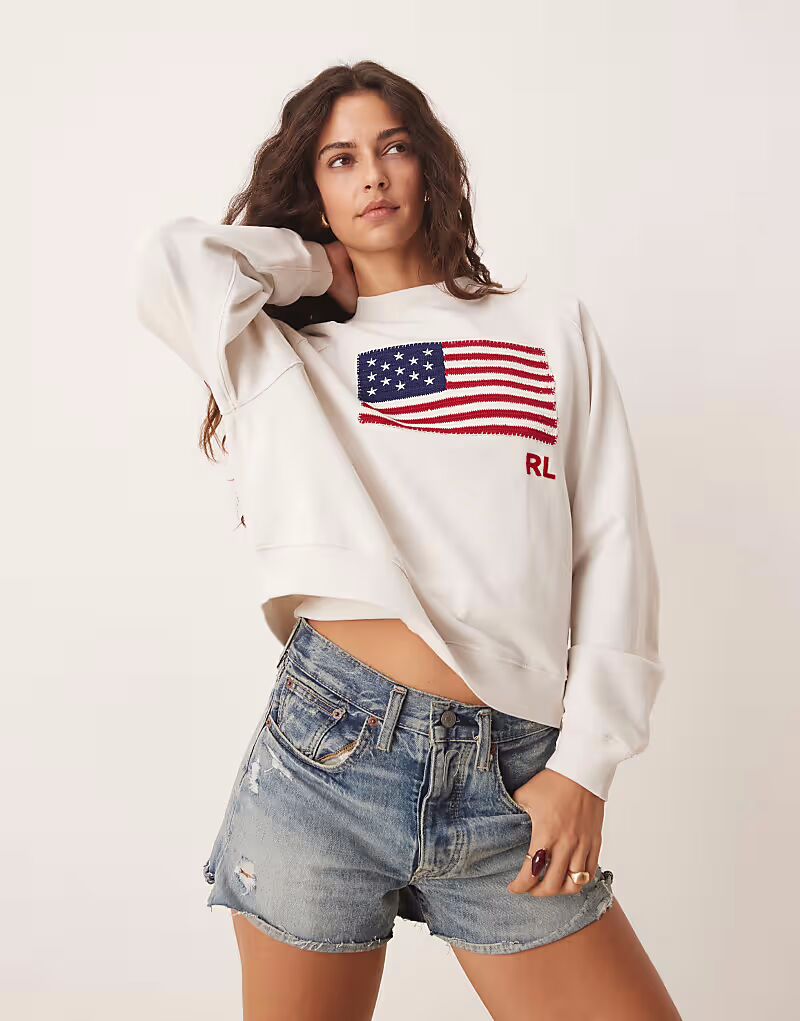

Свитшот с принтом флага Polo Ralph Lauren в цвете «кремовый»