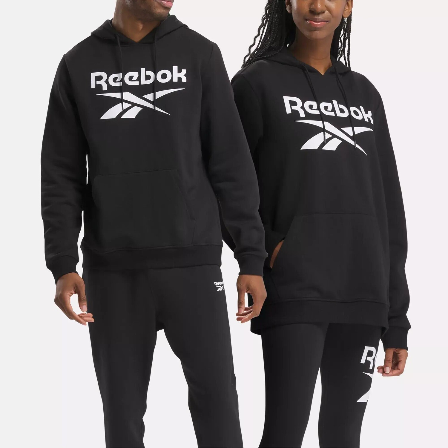 

Флисовый пуловер с логотипом Identity Reebok, черный