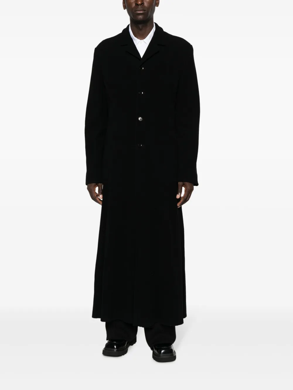 Однобортное пальто с заостренными лацканами Yohji Yamamoto, черный — фото 2