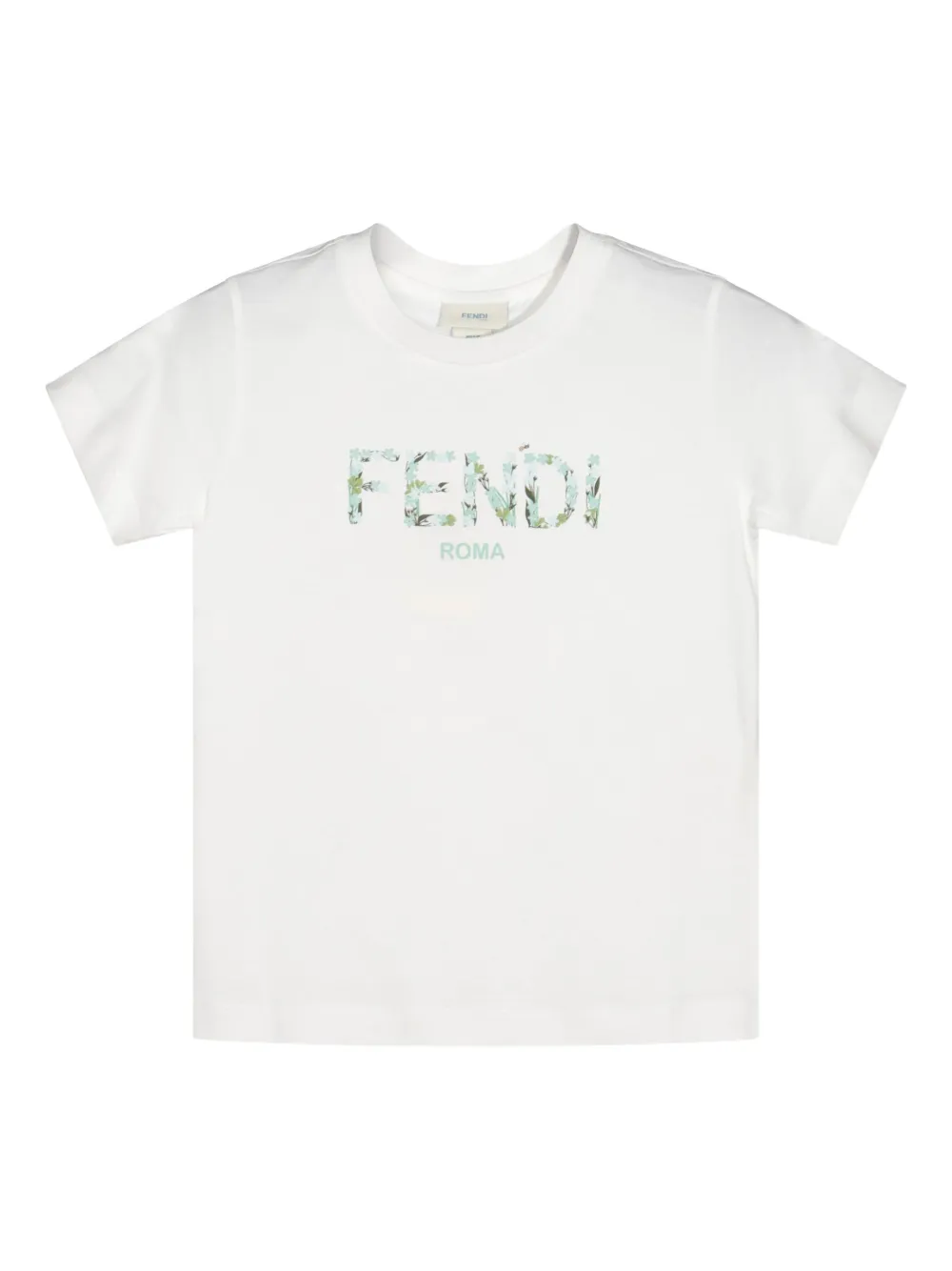 

Футболка с цветочным логотипом FENDI KIDS, белый