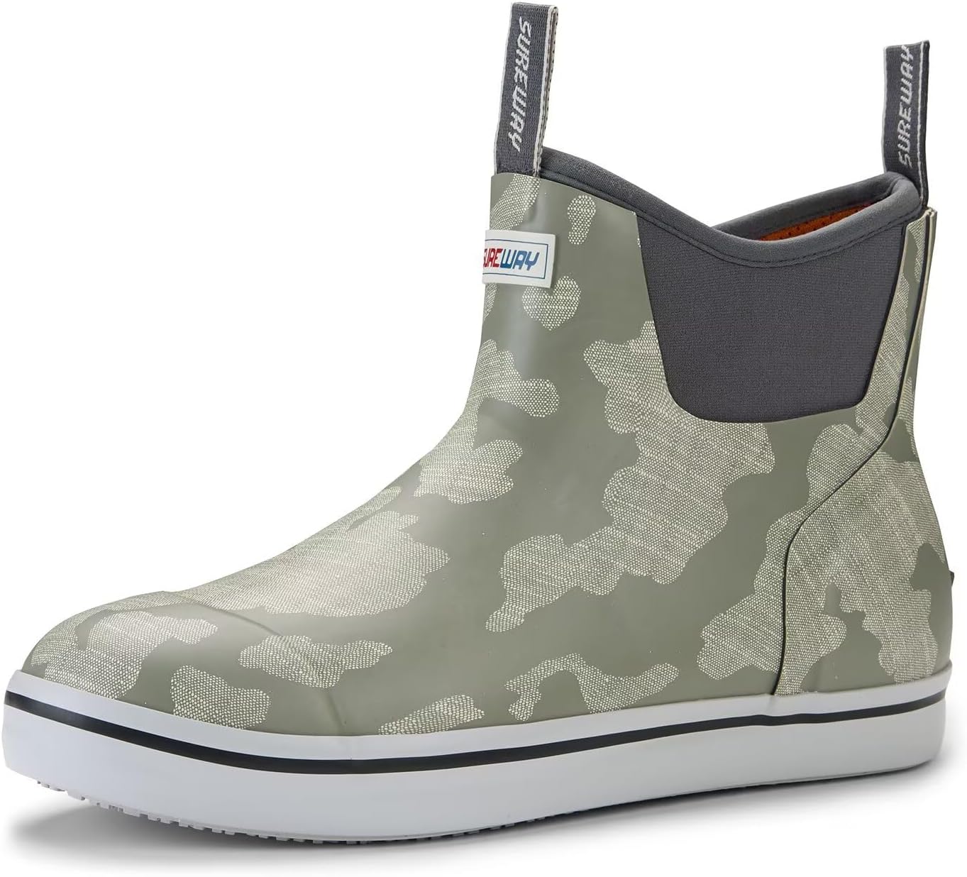 

Мужские ботинки SUREWAY для корабельной палубы, профессиональные противоскользящие рыболовные и ботинки для лодки до щиколотки, водонепроницаемые дождевые ботинки, легкие неопрено-резиновые палубные ботинки, серый