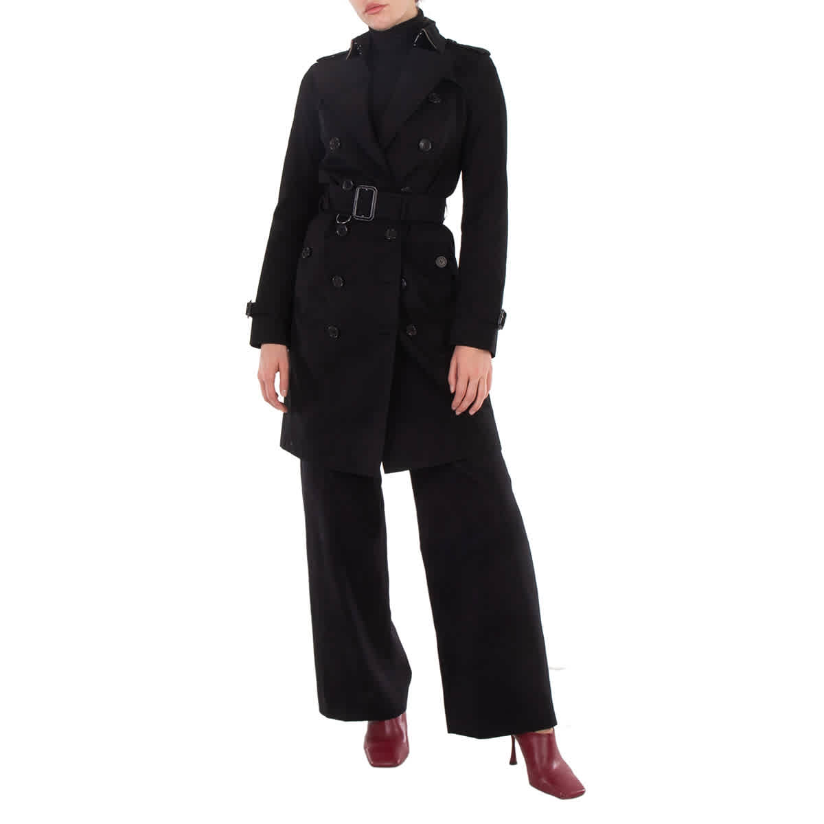 

Burberry Black Sandringham Двубортное длинное тренч