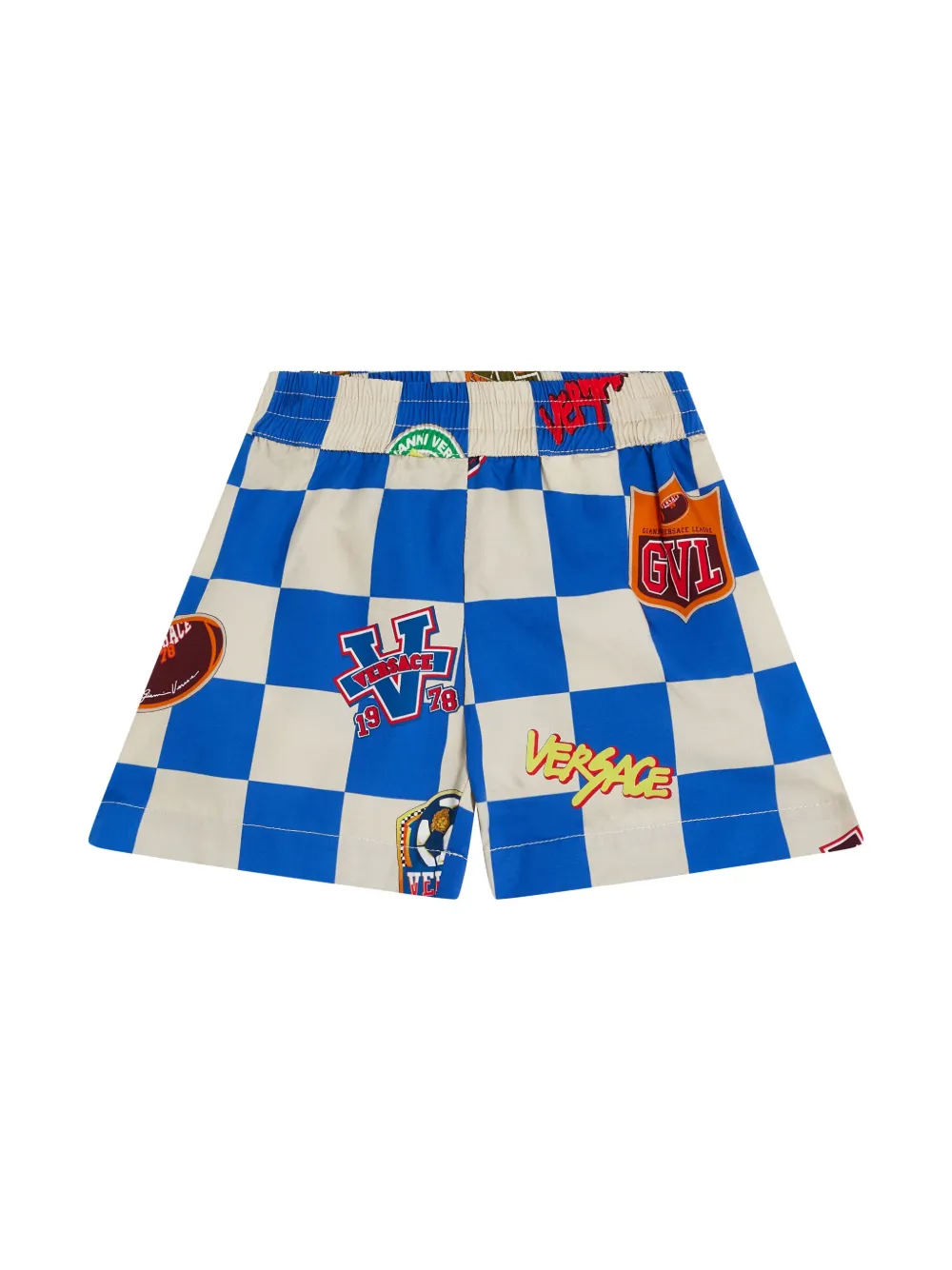 

Шорты с принтом Varsity Versace Kids, синий