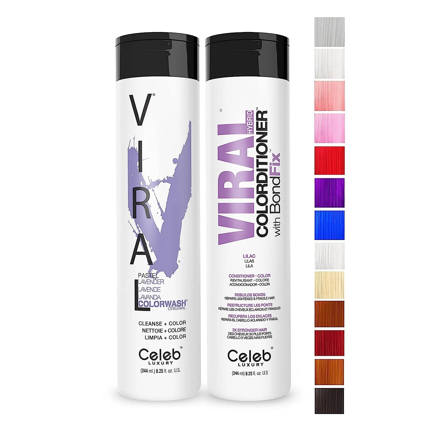 Celeb Luxury Intense Color Depositing Colorwash шампунь + BondFix восстановитель, веганская краска для волос, на основе растений, полуперманентный цвет, наборы Viral и Gem Lites, Lavender/Lilac