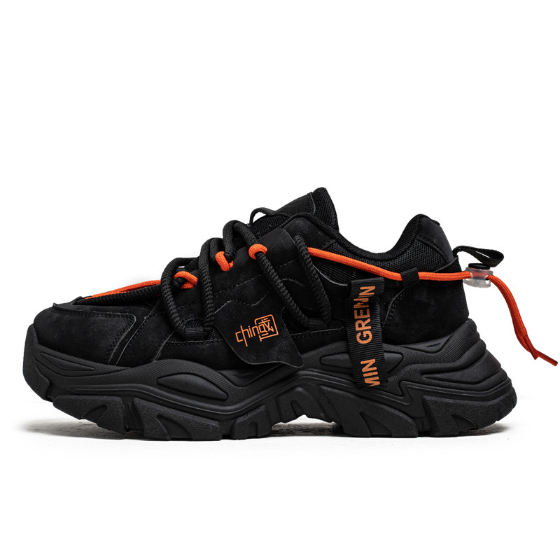 

Низкие, массивные, мягкие, нескользящие, водонепроницаемые и дышащие кроссовки для увеличения роста для мужчин Wooden Rabbit, Black