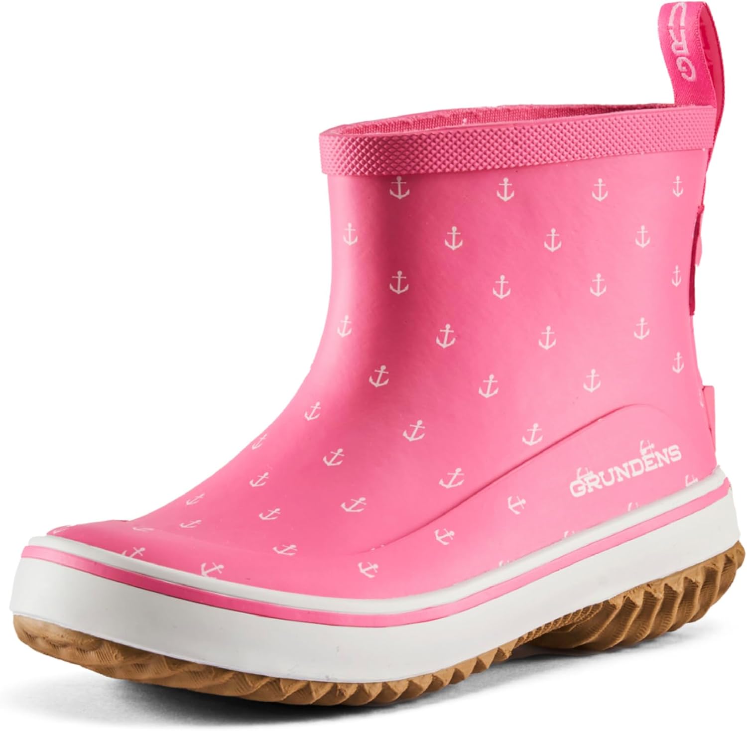

Резиновые сапоги Grundéns Kid's Guppy для детей - легкие водонепроницаемые сапоги для детей и малышей, с удобной петлей для надевания, дождевые сапоги для девочек и мальчиков, Pink Anchor Print