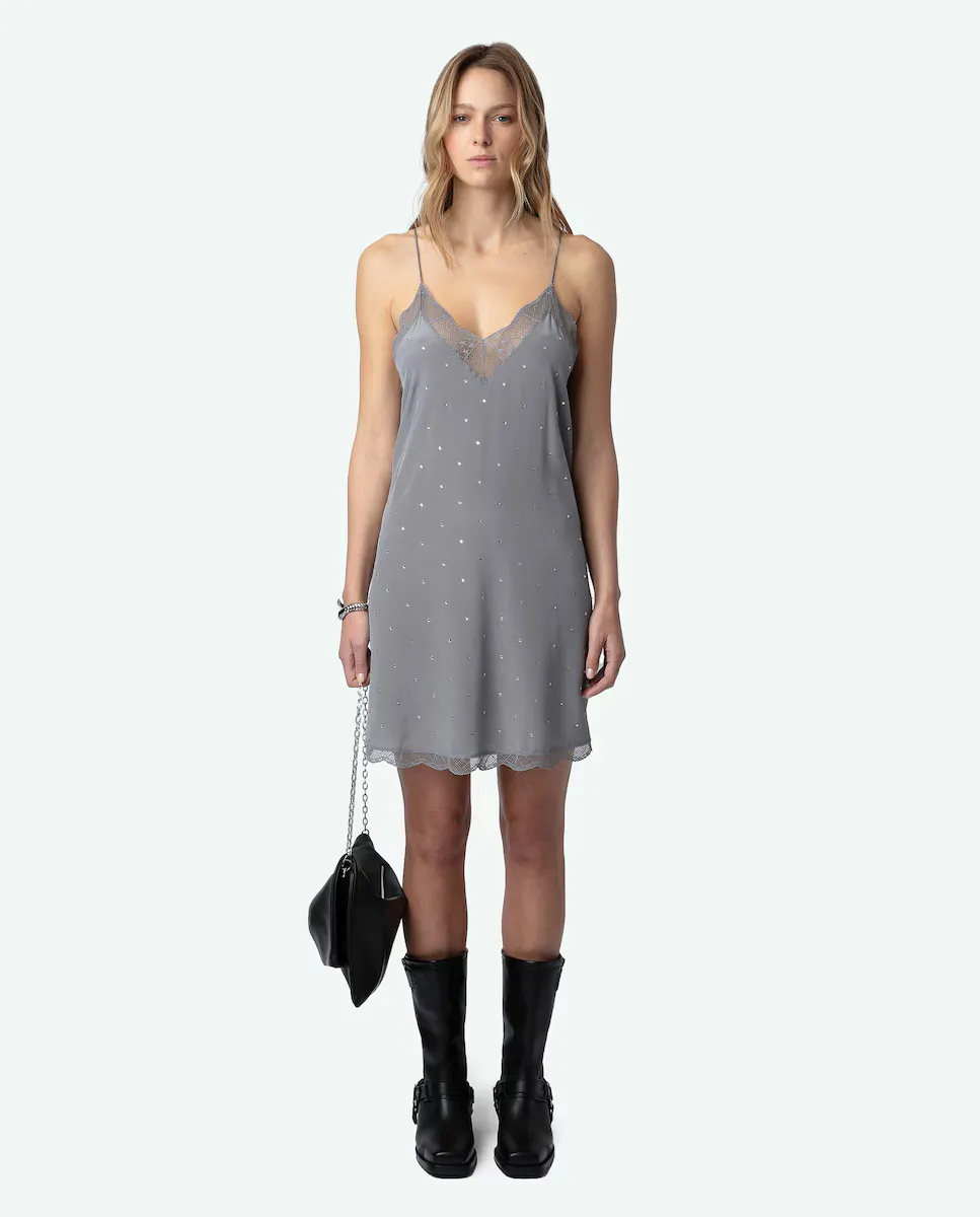 

Платье Ristyz из шелка со стразами Zadig & Voltaire, серый