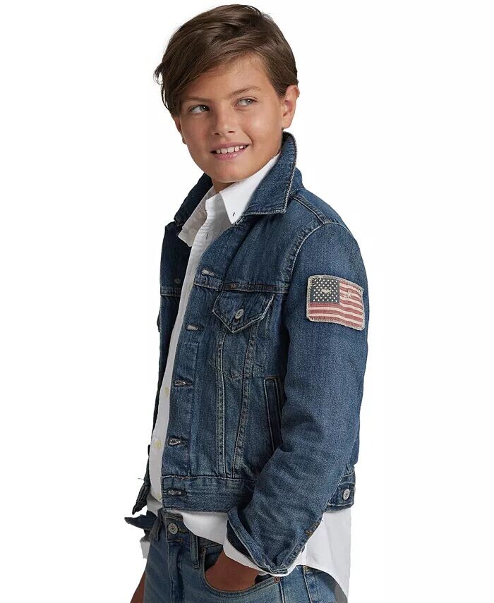 Джинсовая хлопковая куртка для мальчиков Big Boys Polo Ralph Lauren, синий — фото 3