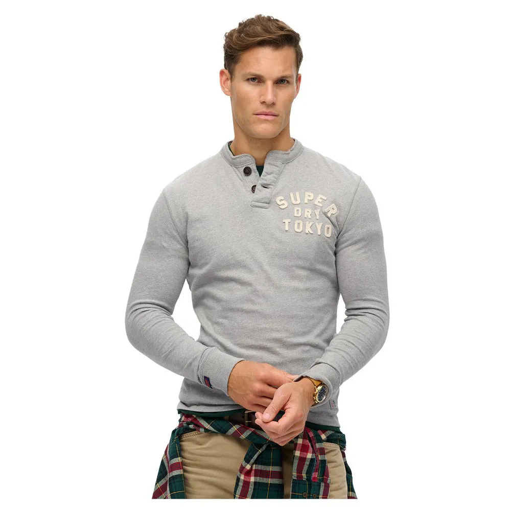 

Футболка Superdry Vintage Athletic Grandad long sleeve, серый