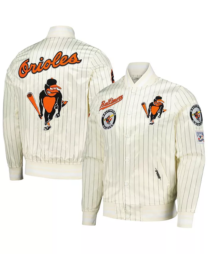 

Мужская кремовая бейсбольная куртка Baltimore Orioles Cooperstown Collection в ретро-стиле с полосками и полной застежкой на пуговицах Pro Standard