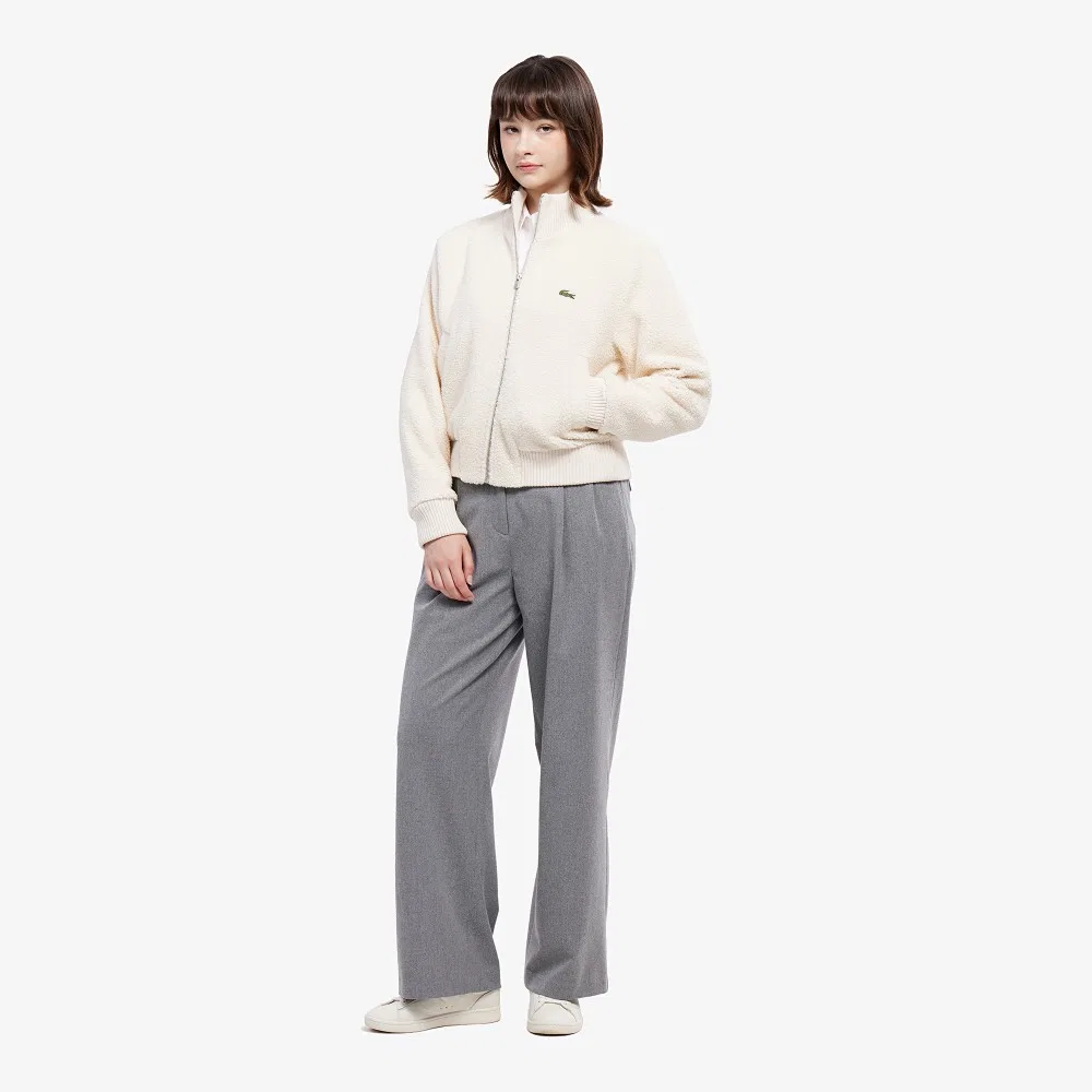 Брюки Lacoste фланелевые женские серые меланж с защипами