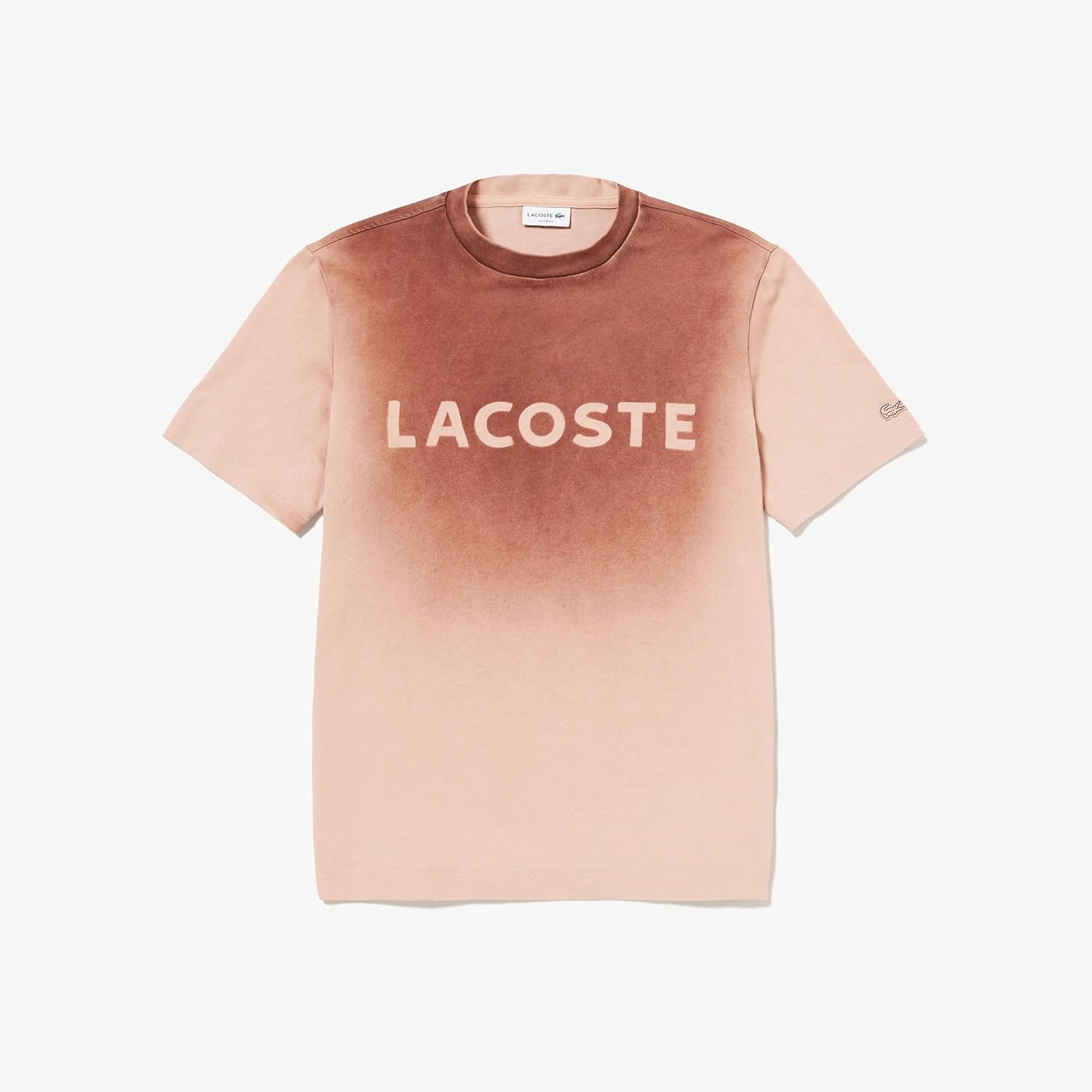 Мужская футболка Lacoste с официальным трафаретным логотипом бренда, коричневый — фото 3