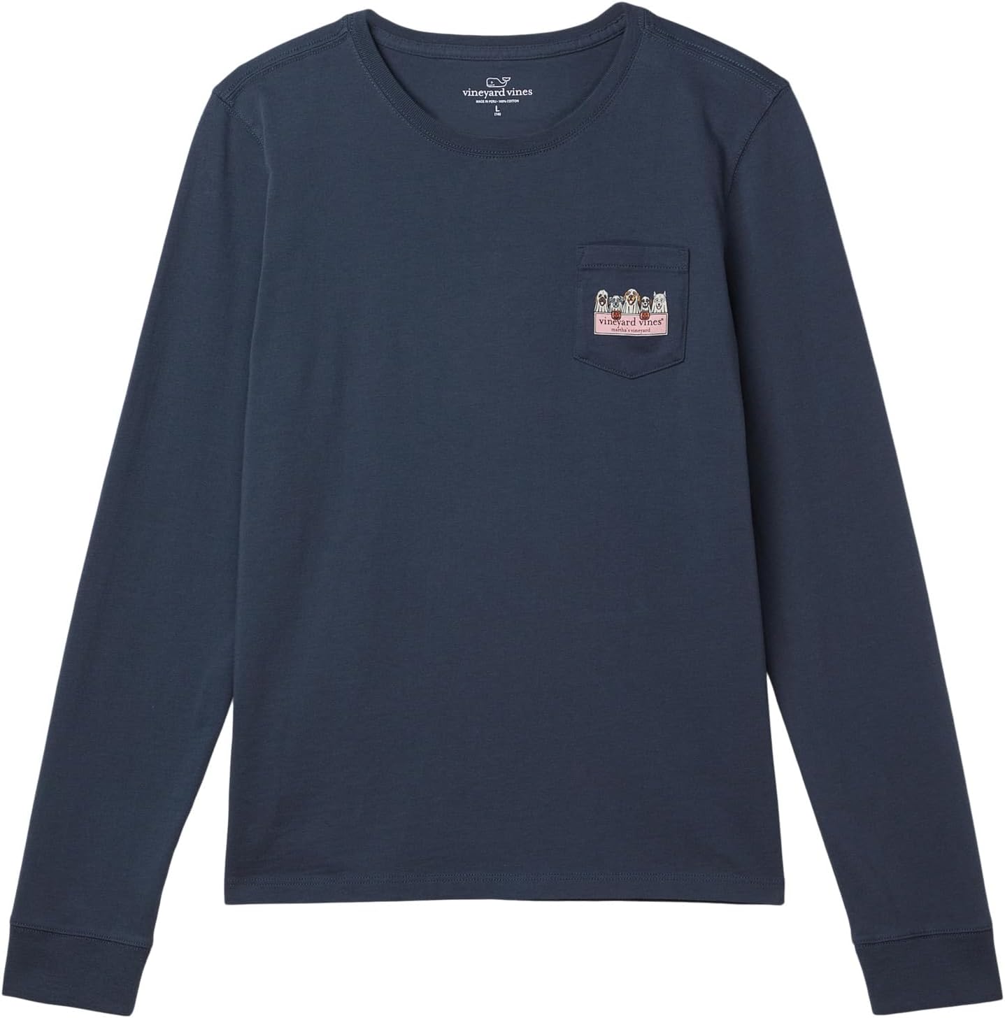 

Футболка Vineyard Vines Kids Ghost Pups Logo Box Long-Sleeve Pocket Tee, цвет Blue Blazer