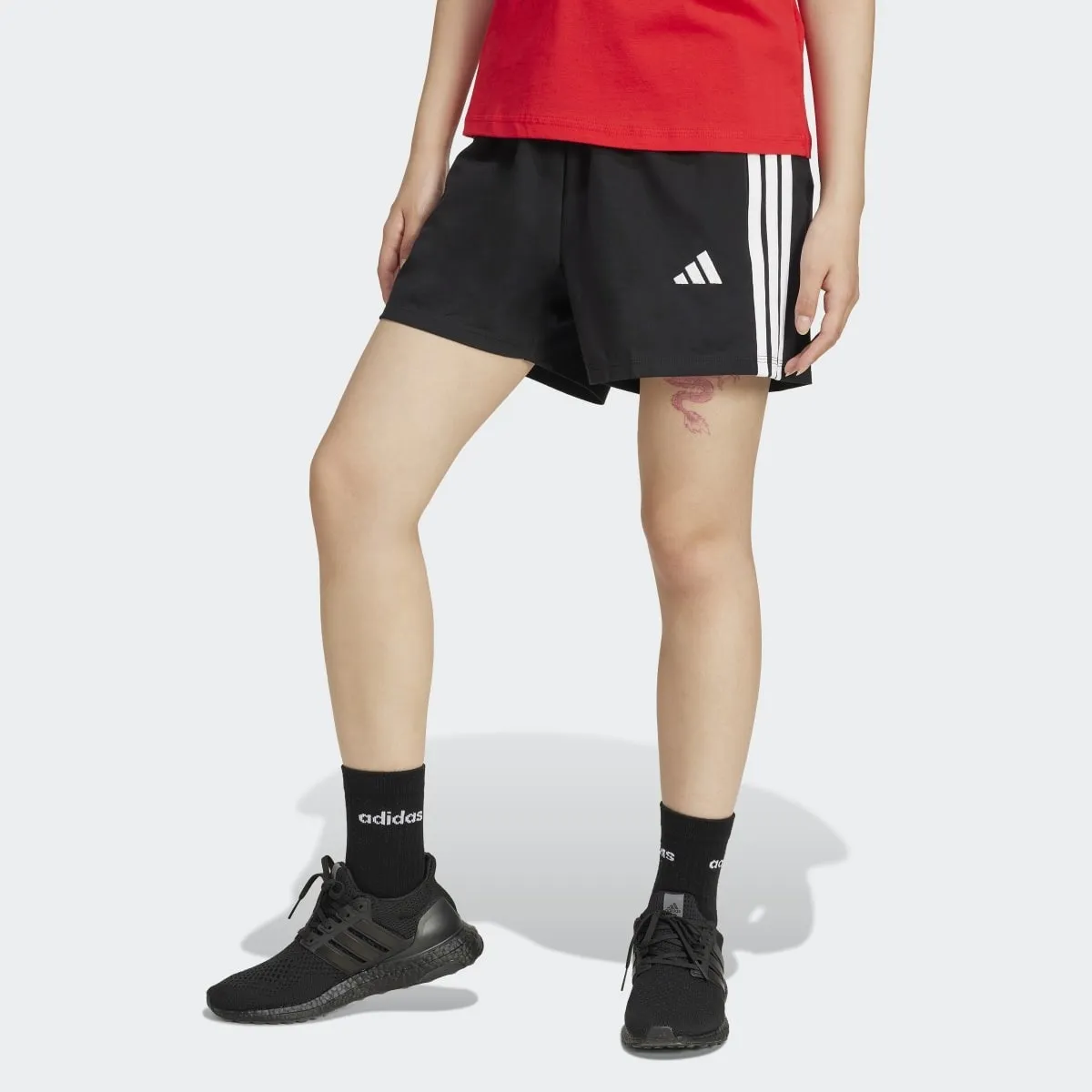 

Женские шорты Essentials Cotton 3 полосы Adidas, черный