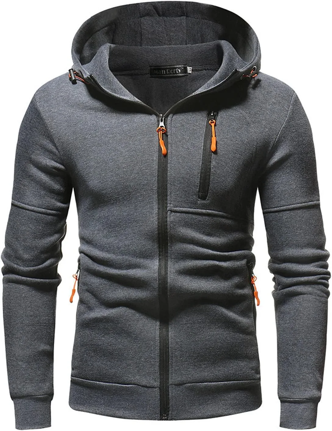 

Мужская худи на молнии легкая с карманами Slim Fit