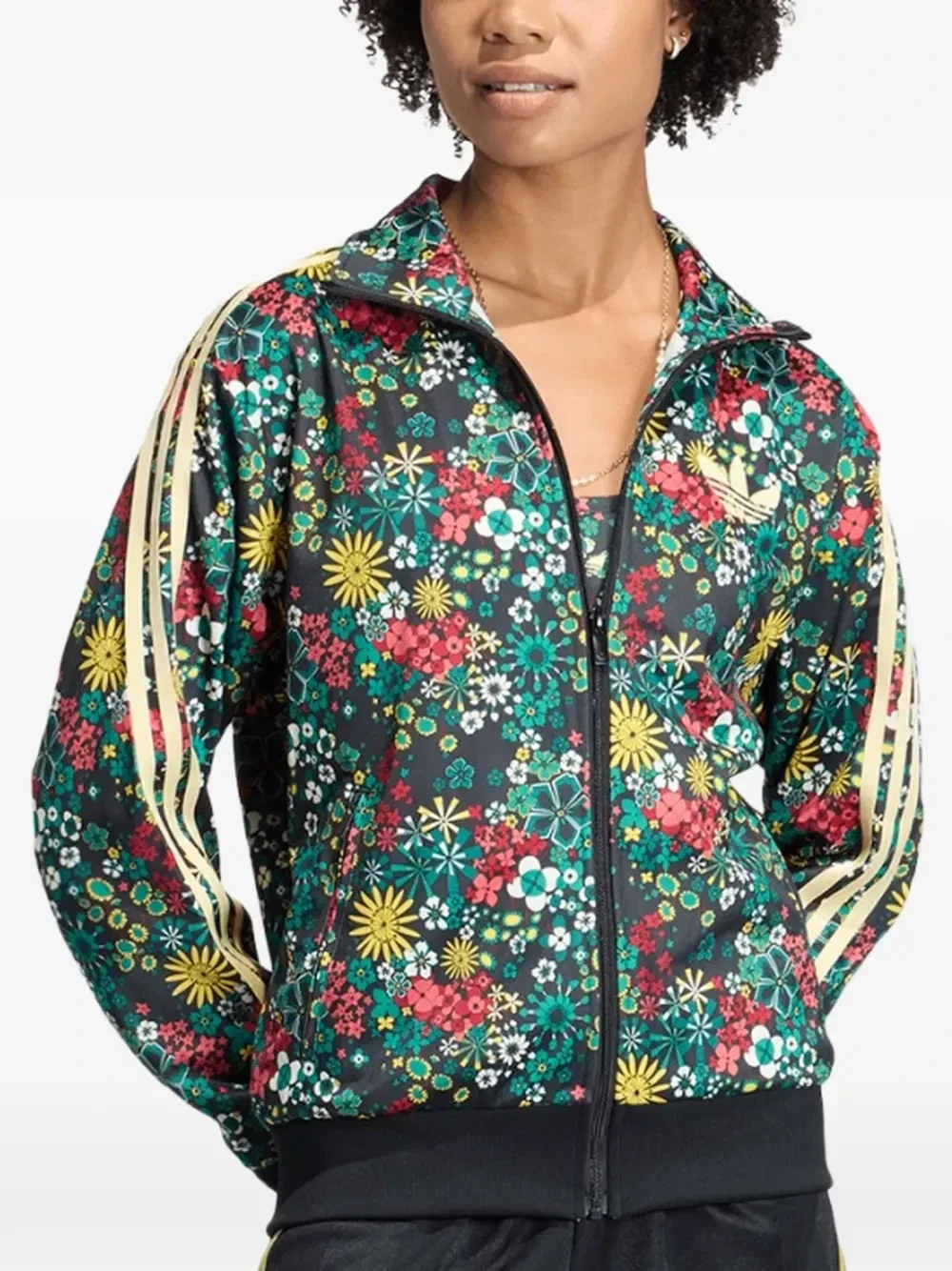 Спортивная куртка Firebird с цветочным принтом X Liberty London Adidas, черный