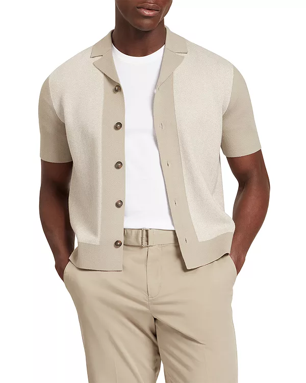 

Вязаная рубашка Padrig в елочку с цветовыми блоками Ted Baker, бежевый