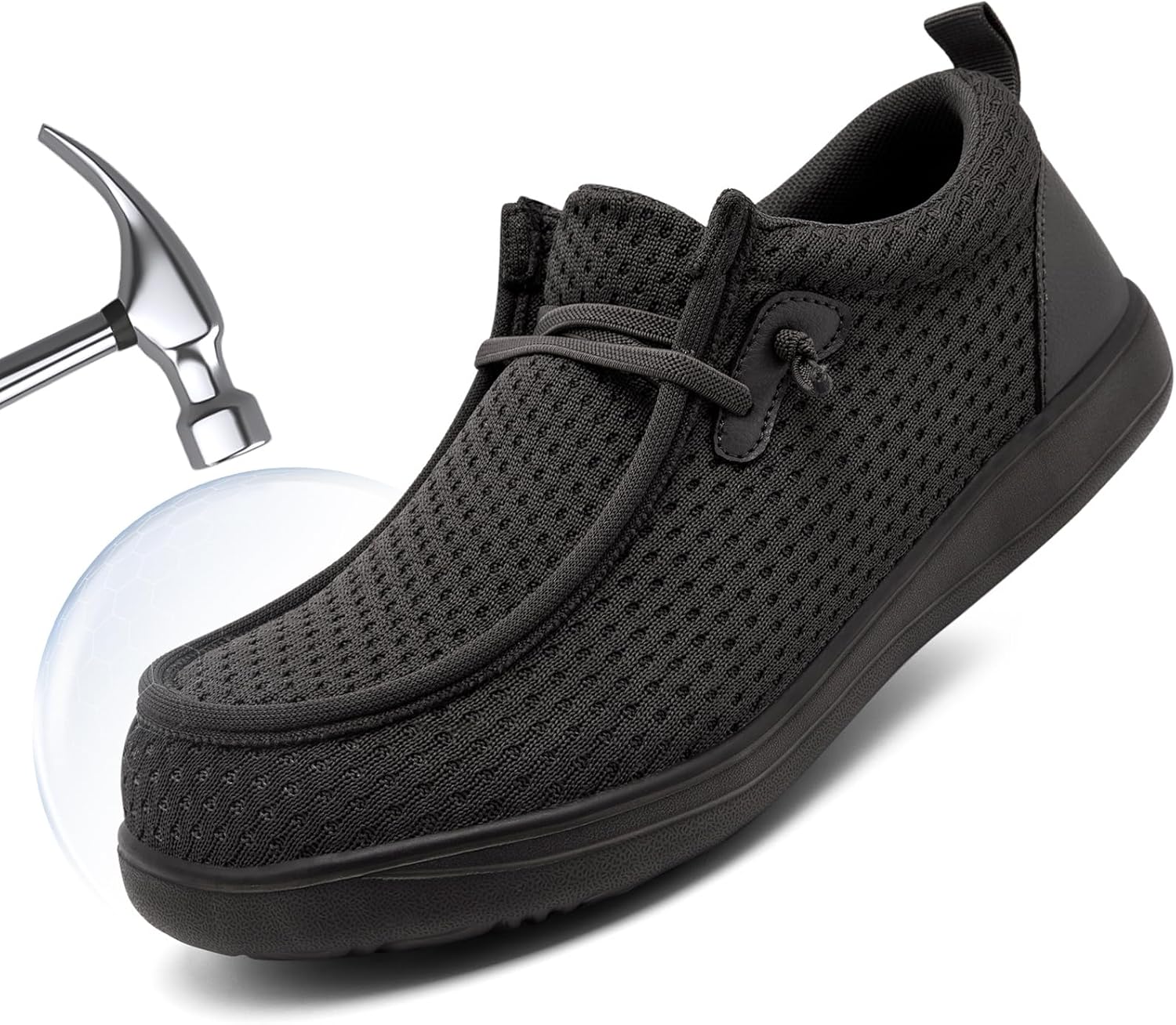 

Мужские обувь с стальным носком, слипоны с защитой, широкие носки, прогулочные лоферы, стойкие к проколам, строительные кроссовки, легкие и удобные Sdyjqs, темно-серый