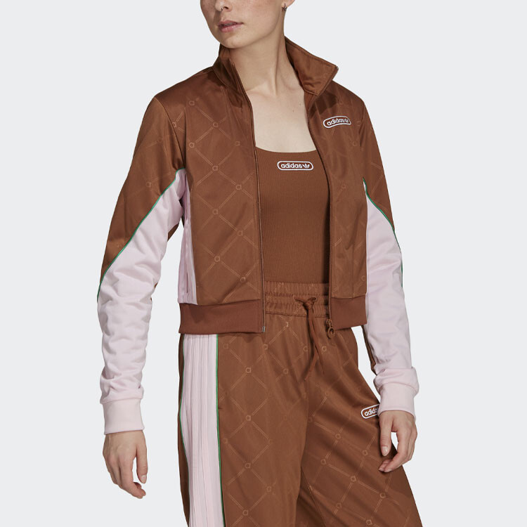Женское укороченное пальто Adidas Originals, цвет Brown — фото 2