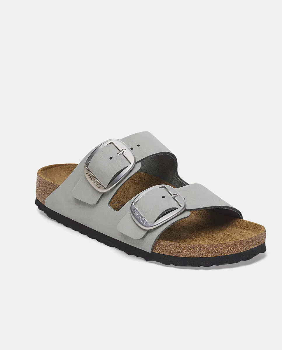 Женские сандалии Arizona с большой пряжкой из нубука Birkenstock, зеленый — фото 3