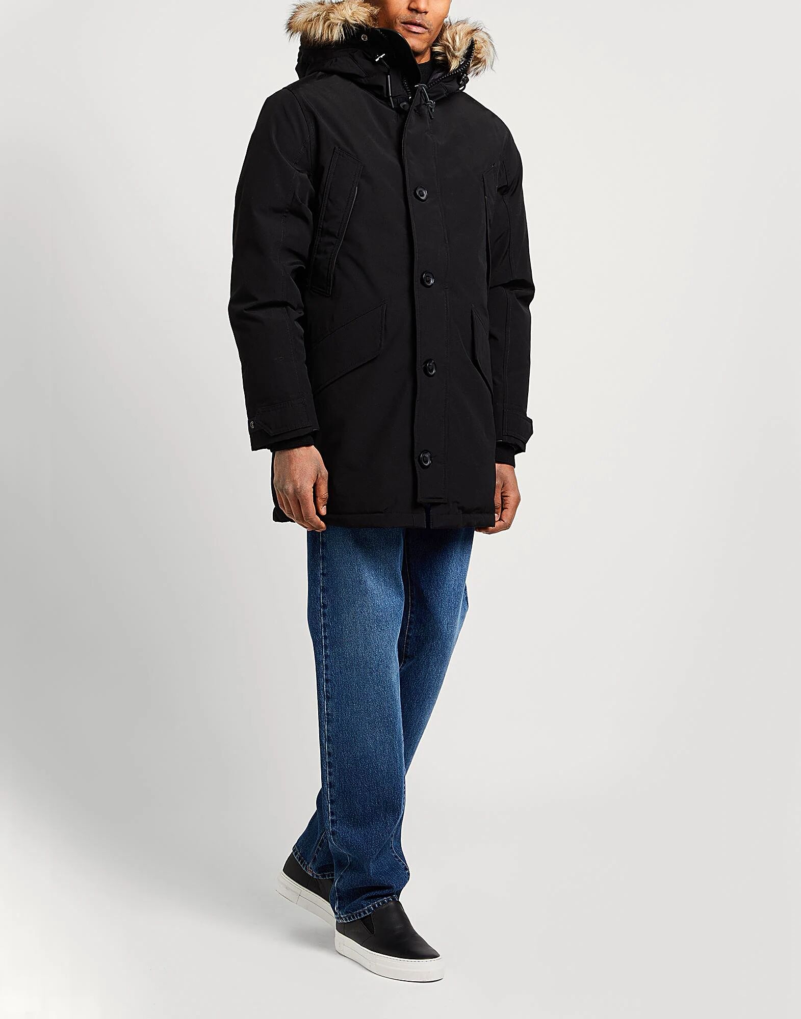 Пуховик Faux-Fur-Trim Down Hooded Coat Polo Ralph Lauren, черный — фото 2