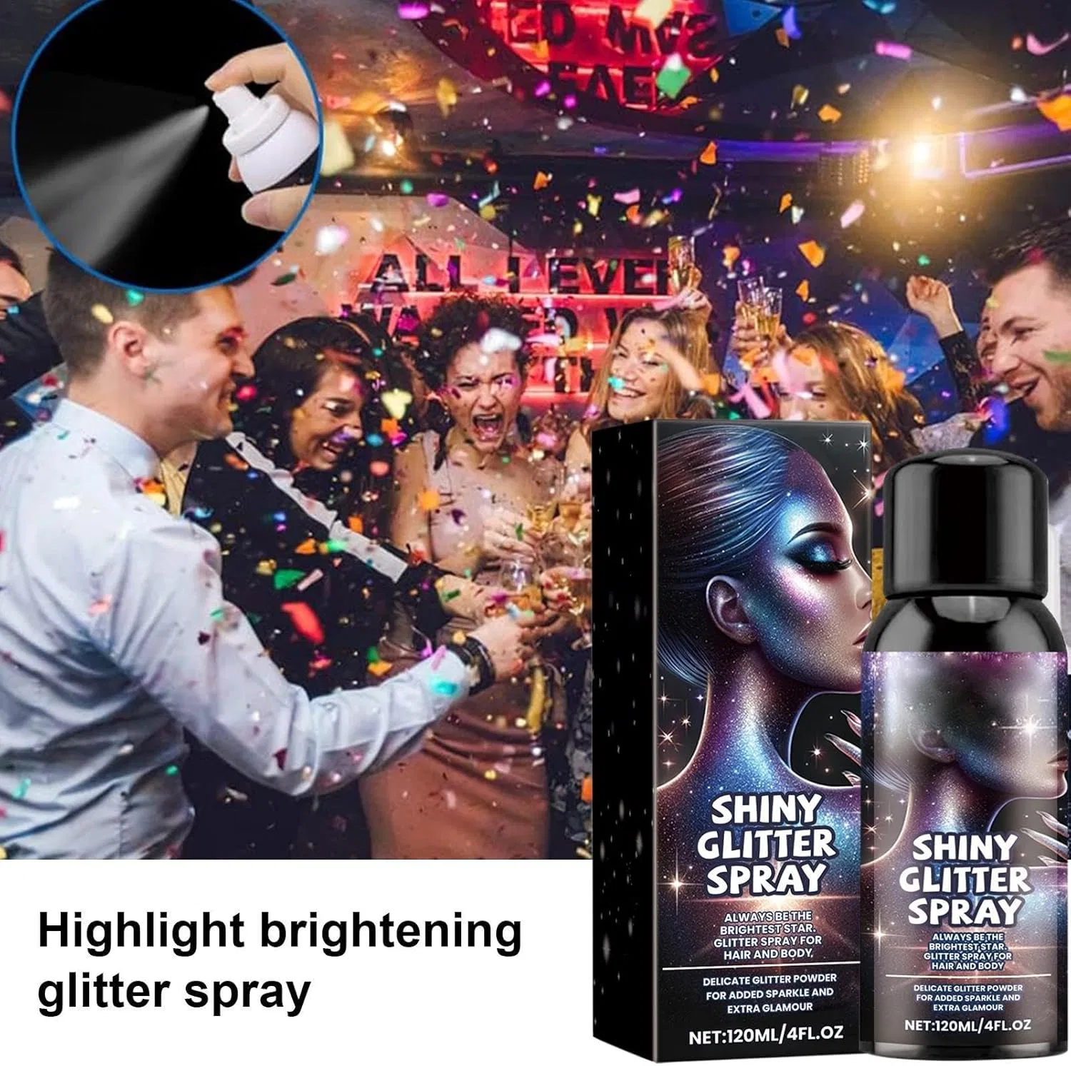 Спрей с блестками для тела и волос Glitter Spray, 171 мл — фото 3