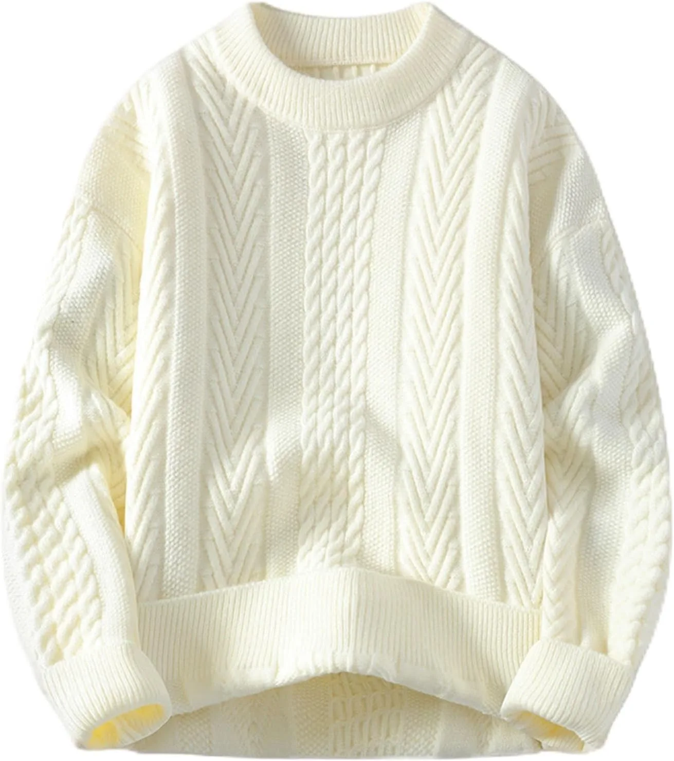 

Мужской свитер с воротником-гольф, винтажный узор, свободный крой AQAYL